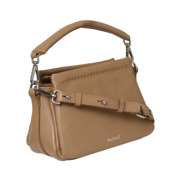 Marete, Belsac camel crossbody i skind med kort kraftig hank og lang regulerbar rem