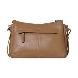 Margith, Belsac camel crossbody i skind med lang regulerbar rem og flere rum