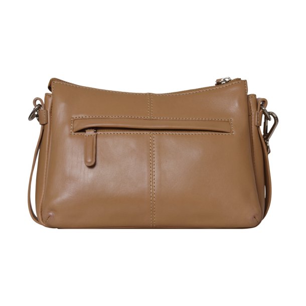 Margith, Belsac camel crossbody i skind med lang regulerbar rem og flere rum