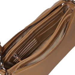 Margith, Belsac camel crossbody i skind med lang regulerbar rem og flere rum