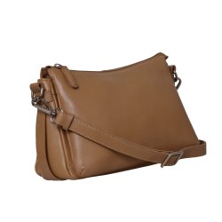 Margith, Belsac camel crossbody i skind med lang regulerbar rem og flere rum
