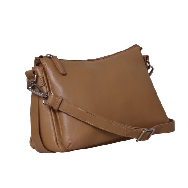 Margith, Belsac camel crossbody i skind med lang regulerbar rem og flere rum