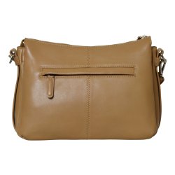 Mariah, Belsac camel crossbody i skind med flere rum og regulerbar rem