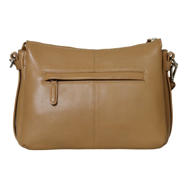 Mariah, Belsac camel crossbody i skind med flere rum og regulerbar rem