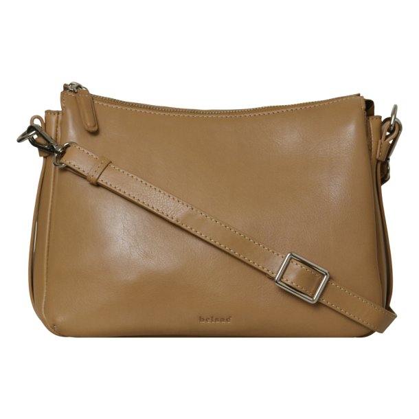 Mariah, Belsac camel crossbody i skind med flere rum og regulerbar rem
