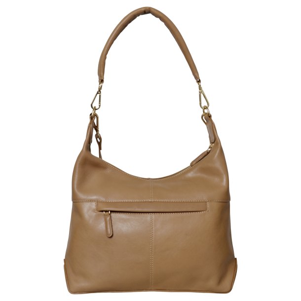 Marian, Belsac camel skuldertaske/crossbody i skind med kraftig skulderrem