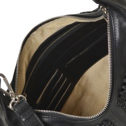 Martha, Belsac sort skuldertaske/crossbody med flettet skind