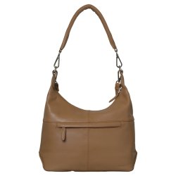 Martha, Belsac camel skuldertaske/crossbody med flettet skind