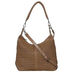 Martha, Belsac camel skuldertaske/crossbody med flettet skind