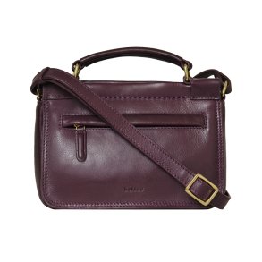  Naja, Belsac maroon crossbody i skind med to sm� hanke og lang regulerbar rem