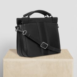 Nano, Belsac sort crossbody i skind med flere rum og lang regulerbar rem