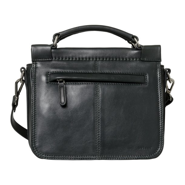 Nano, Belsac sort crossbody i skind med flere rum og lang regulerbar rem