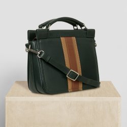 Nano, Belsac grn crossbody i skind med flere rum og lang regulerbar rem