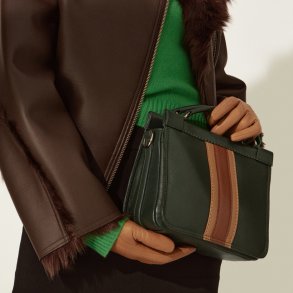 Nano, Belsac grn crossbody i skind med flere rum og lang regulerbar rem