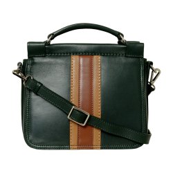 Nano, Belsac grn crossbody i skind med flere rum og lang regulerbar rem