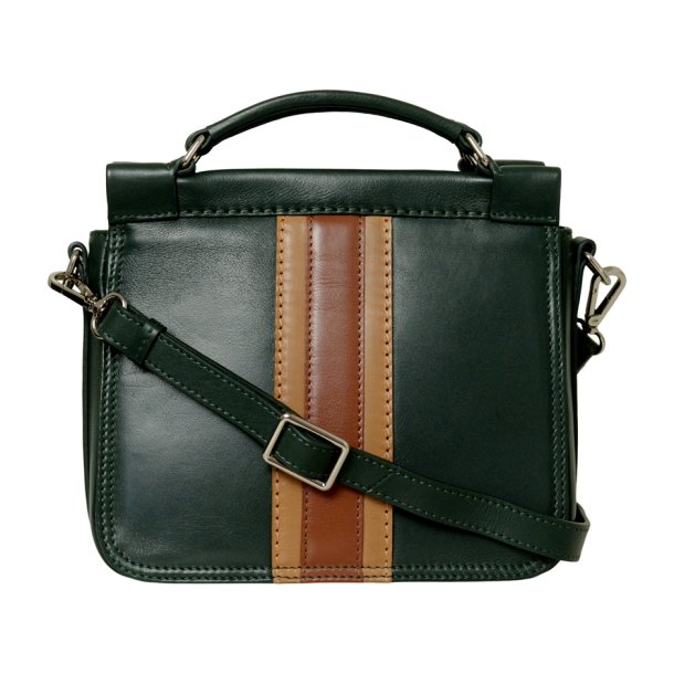 Nano, Belsac grn crossbody i skind med flere rum og lang regulerbar rem