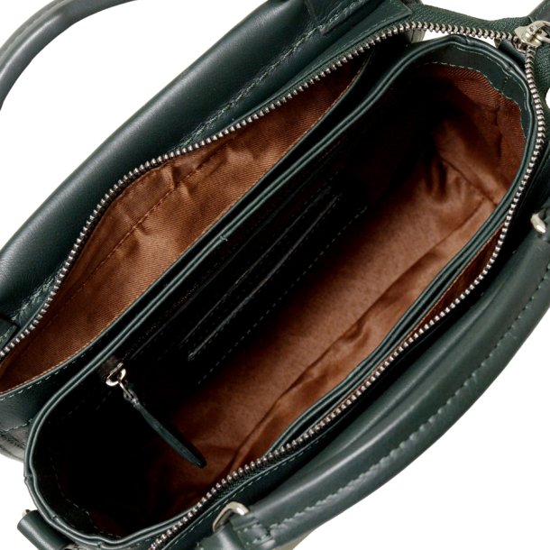 Nano, Belsac grn crossbody i skind med flere rum og lang regulerbar rem