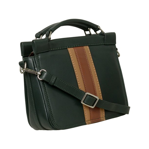 Nano, Belsac grn crossbody i skind med flere rum og lang regulerbar rem