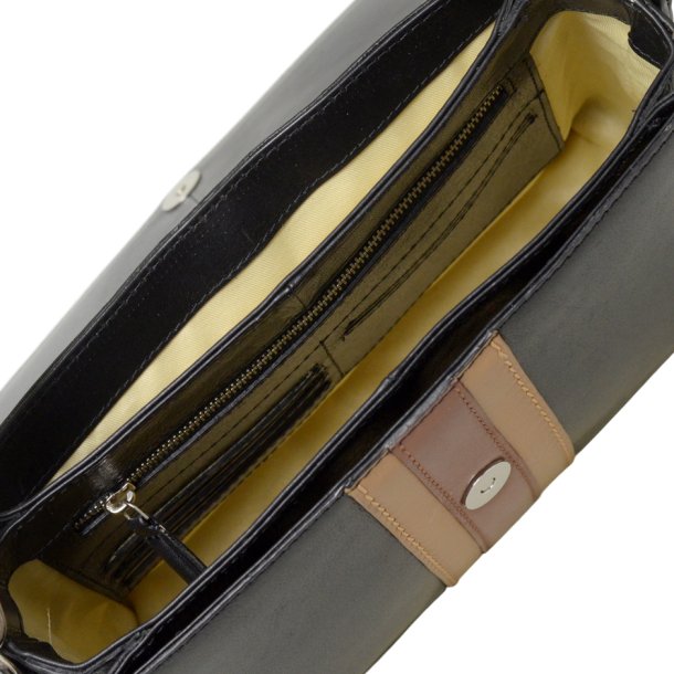 Nasha, Belsac sort crossbody i skind med lodrette striber i  kontrastfarver