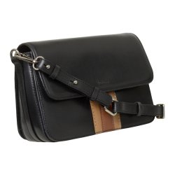Nasha, Belsac sort crossbody i skind med lodrette striber i  kontrastfarver