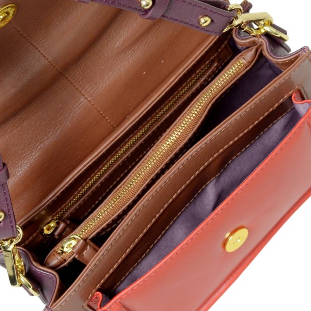 Belsac Nede maroon/red crossbody i bldt skind med rummelig forlomme til mobil. 