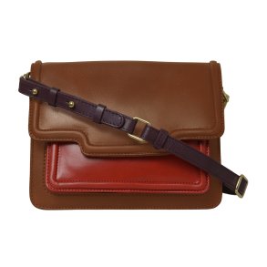 Belsac Nede maroon/red crossbody i bl�dt skind med rummelig forlomme til mobil. 