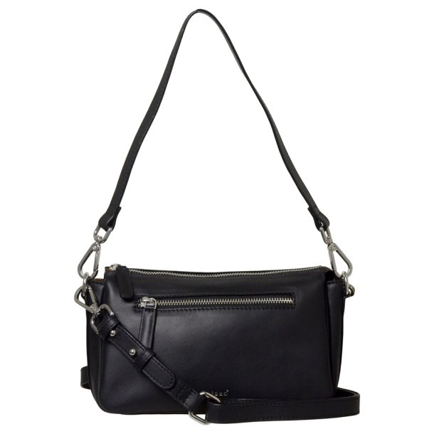 Nora, Belsac crossbody i sort med skulderrem og lang regulerbar rem