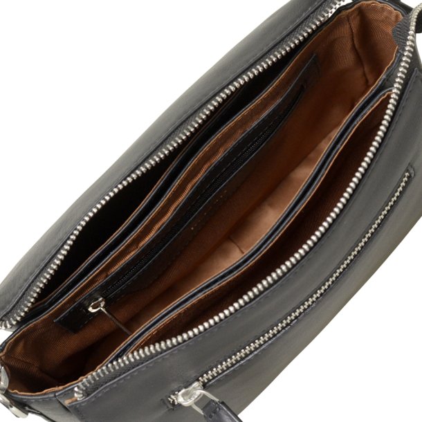 Nora, Belsac crossbody i sort med skulderrem og lang regulerbar rem