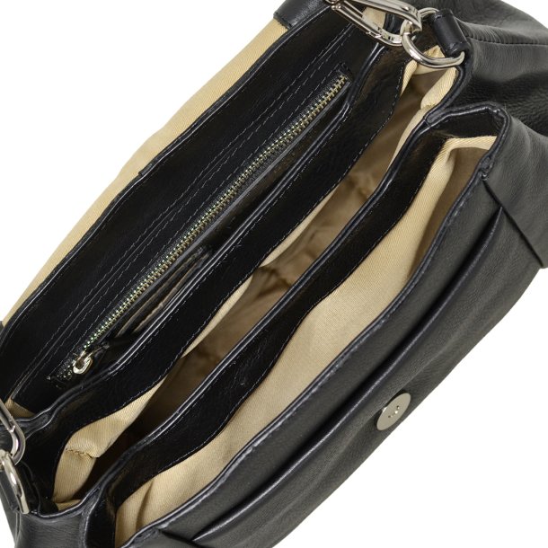 Odessa, Belsac sort rummelig skuldertaske med b�de lang og kort rem 