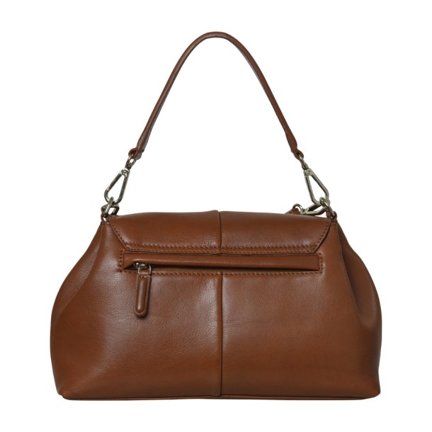 Odessa, Belsac cognac rummelig skuldertaske i skind med bde lang og kort rem