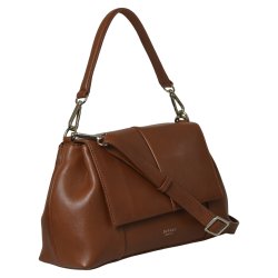 Odessa, Belsac cognac rummelig skuldertaske i skind med bde lang og kort rem