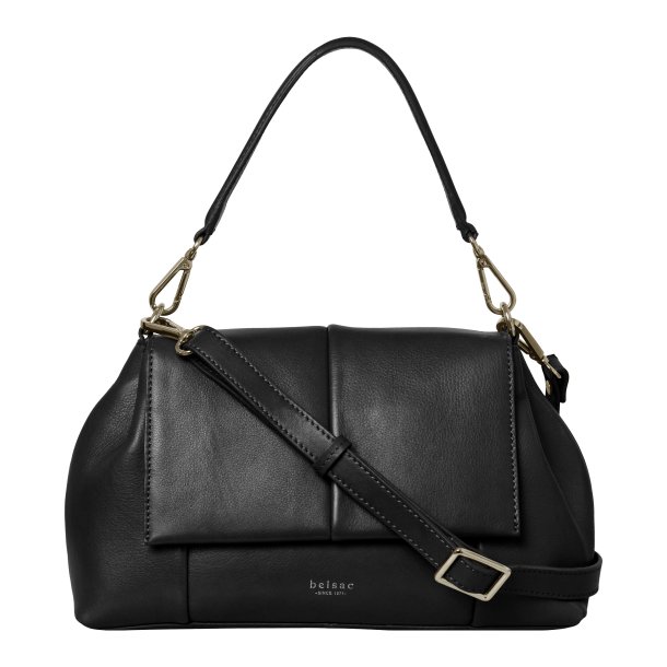 Odessa, Belsac sort rummelig skuldertaske med b�de lang og kort rem 