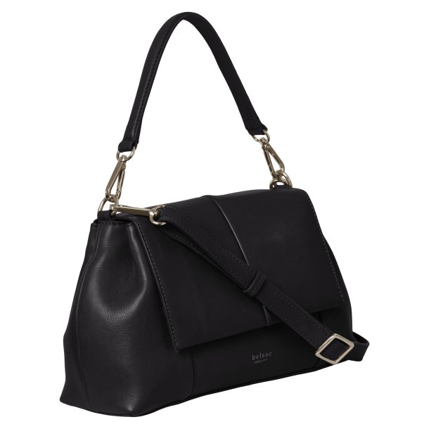 Odessa, Belsac sort rummelig skuldertaske med b�de lang og kort rem 