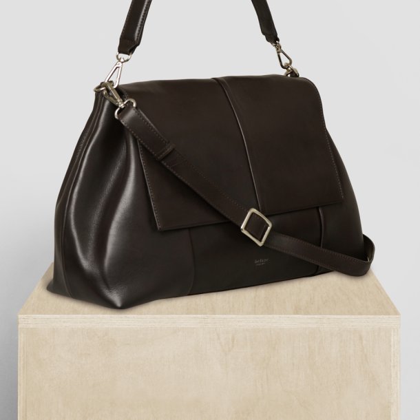 Ofia, Belsac mrkebrun rummelig dame arbejdstaske i skind