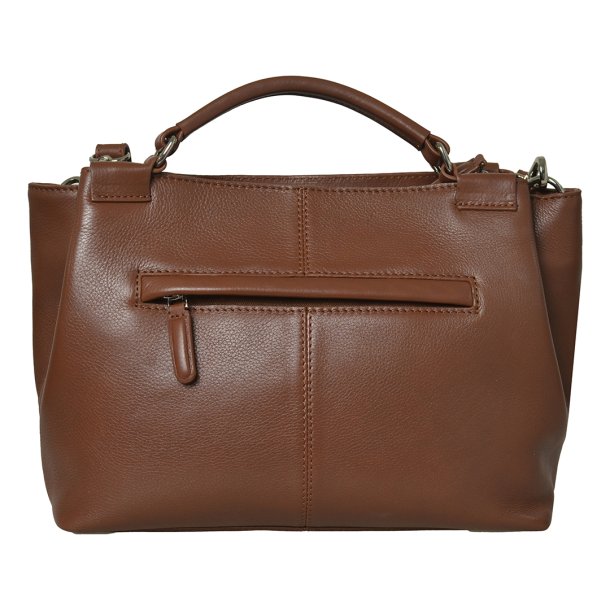 Oprah, Belsac cognac crossbody/hndtaske i skind med flere rum 