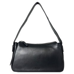 Palina, Belsac sort skuldertaske i skind med kraftig skulderrem