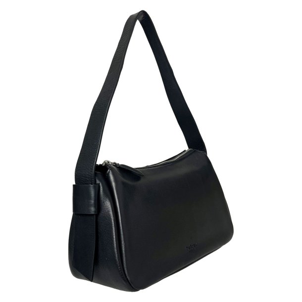 Palina, Belsac sort skuldertaske i skind med kraftig skulderrem