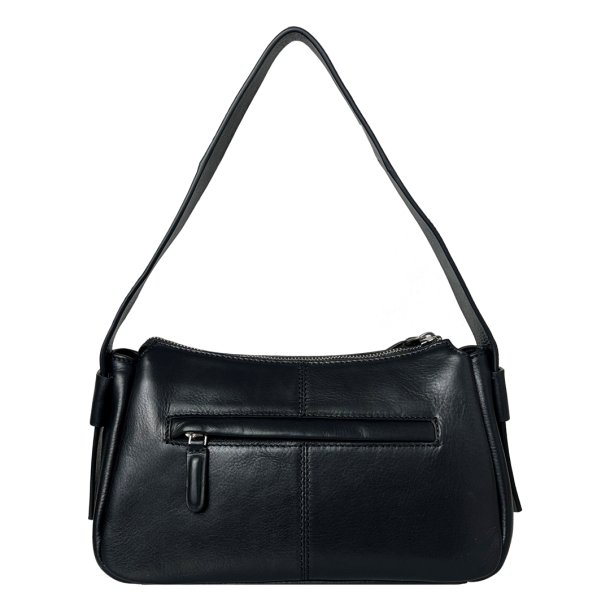 Palina, Belsac sort skuldertaske i skind med kraftig skulderrem
