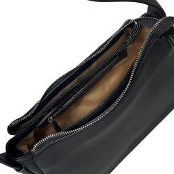 Palina, Belsac sort skuldertaske i skind med kraftig skulderrem