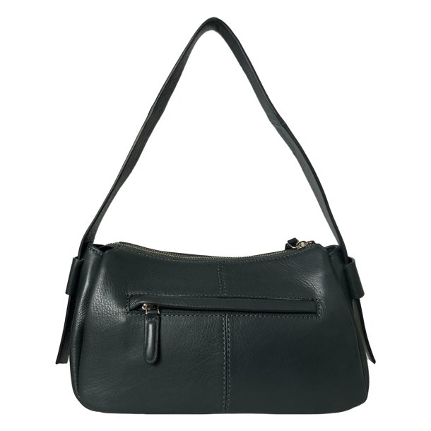 Palina, Belsac grn skuldertaske i skind med kraftig skulderrem