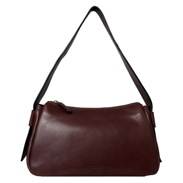Palina, Belsac varm brun skuldertaske i skind med kraftig skulderrem
