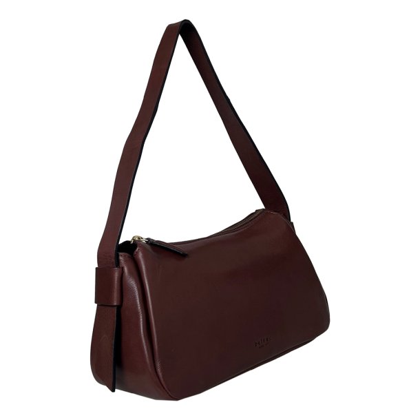 Palina, Belsac varm brun skuldertaske i skind med kraftig skulderrem