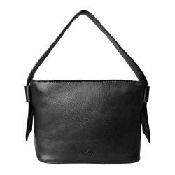 Pamila, Belsac sort crossbody/skuldertaske i skind med kraftig rem og fast bund