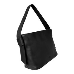 Pamila, Belsac sort crossbody/skuldertaske i skind med kraftig rem og fast bund