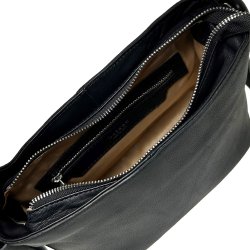 Pamila, Belsac sort crossbody/skuldertaske i skind med kraftig rem og fast bund