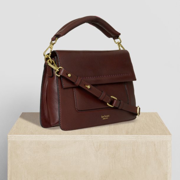 Panille, Belsac varm brun crossbody/hndtaske i skind