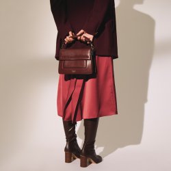 Panille, Belsac varm brun crossbody/hndtaske i skind