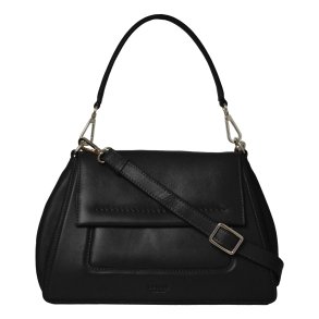 Papaya, Belsac sort crossbody/skuldertaske i skind med overslag og fast bund