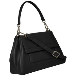 Papaya, Belsac sort crossbody/skuldertaske i skind med overslag og fast bund