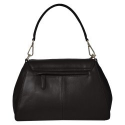 Papaya, Belsac sort crossbody/skuldertaske i skind med overslag og fast bund